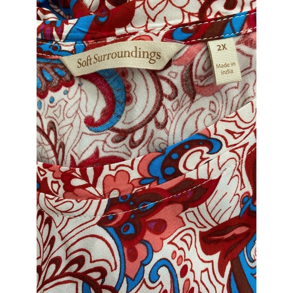 Soft Surroundings Kara Maxi Dress Women's 2X Red Paisley Scoop Neck Tiered NWT - Picture 5 of 8